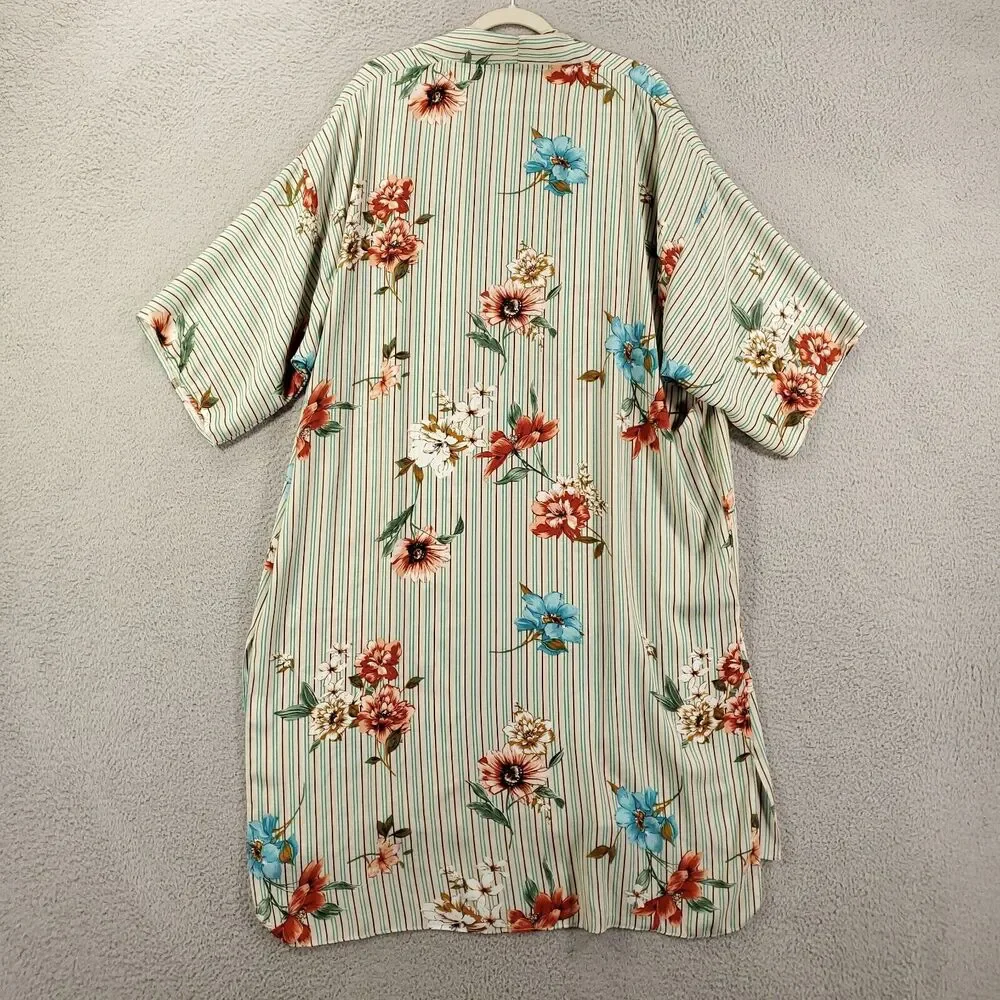 Umgee Cardigan Xl 1XL Mixed Pattern Striped Floral Print Open Front Duster - Picture 9 of 12
